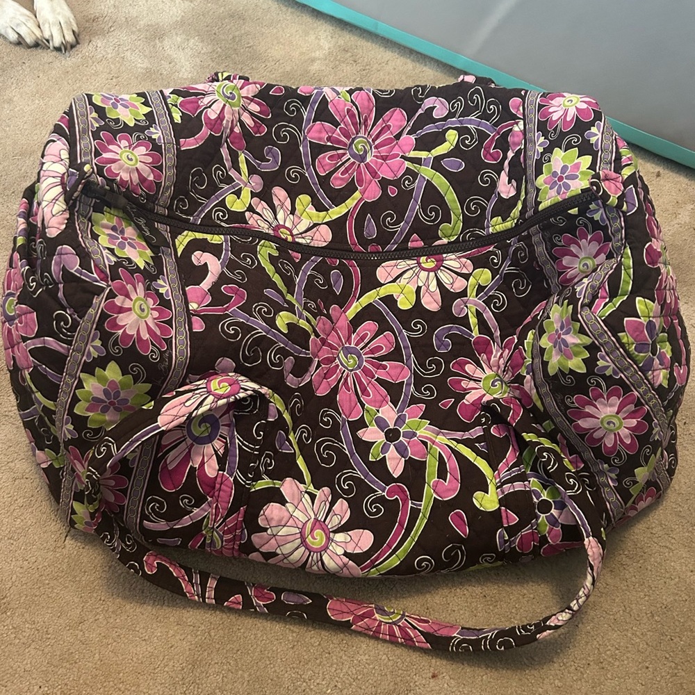 Vera Bradley Pink and Green Floral Travel Bag